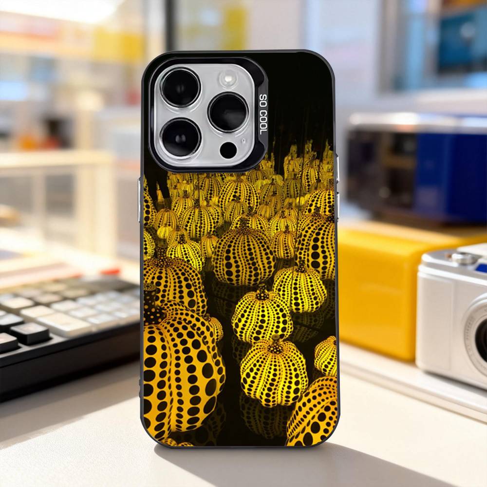 Pumpkin Yayoi Kusama Art For iPhone 17,16,15,14,13,12,11,Pro,Max,Plus,E,Air,Mini Anti Fall Black Matte Hard Bumper Phone Case
