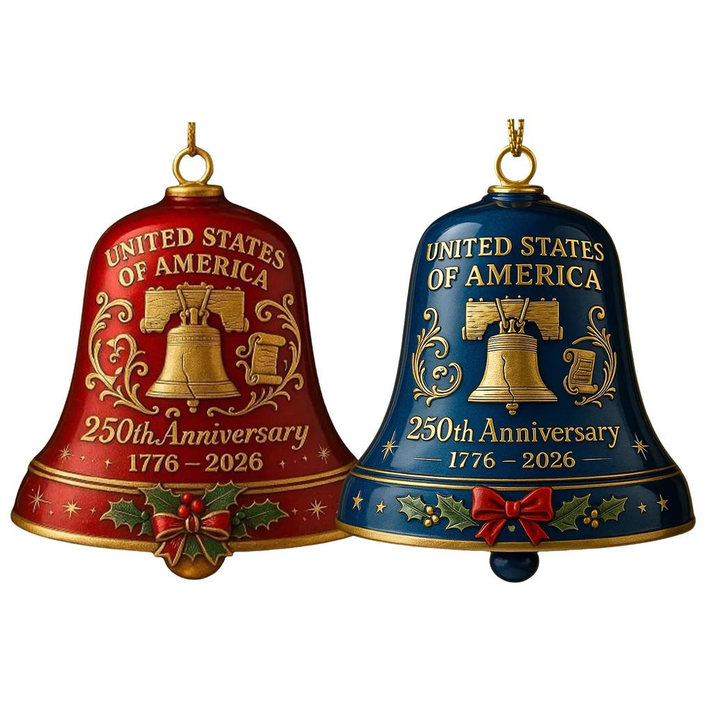 Campana Anniversario 250° Anniversario USA Resistente all'Usura Campana Commemorativa 3D Ornamento Campana Anniversario per Decorazioni dell'Albero di Natale