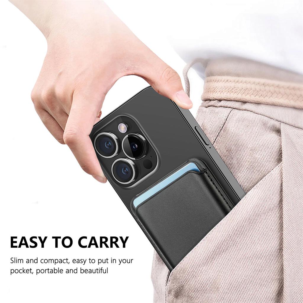 Phone Card Holder Suitable For Magsafe Magnetic Tape Adhesive Iron Ring Phone Case Universal PU Leather Wallet Bag