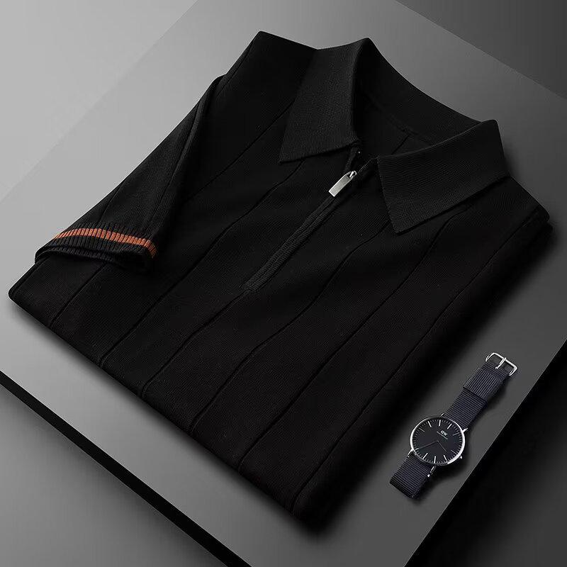 Men's Trendy Slim Fit Lapel Polo - Short-Sleeved Korean Style 2023 Summer T-Shirt