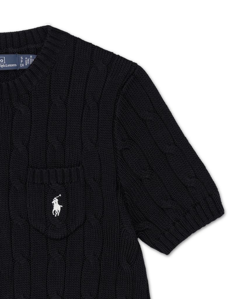 POLO RALPH LAUREN Cable Knit Cotton Short Sleeve Sweater - Black
