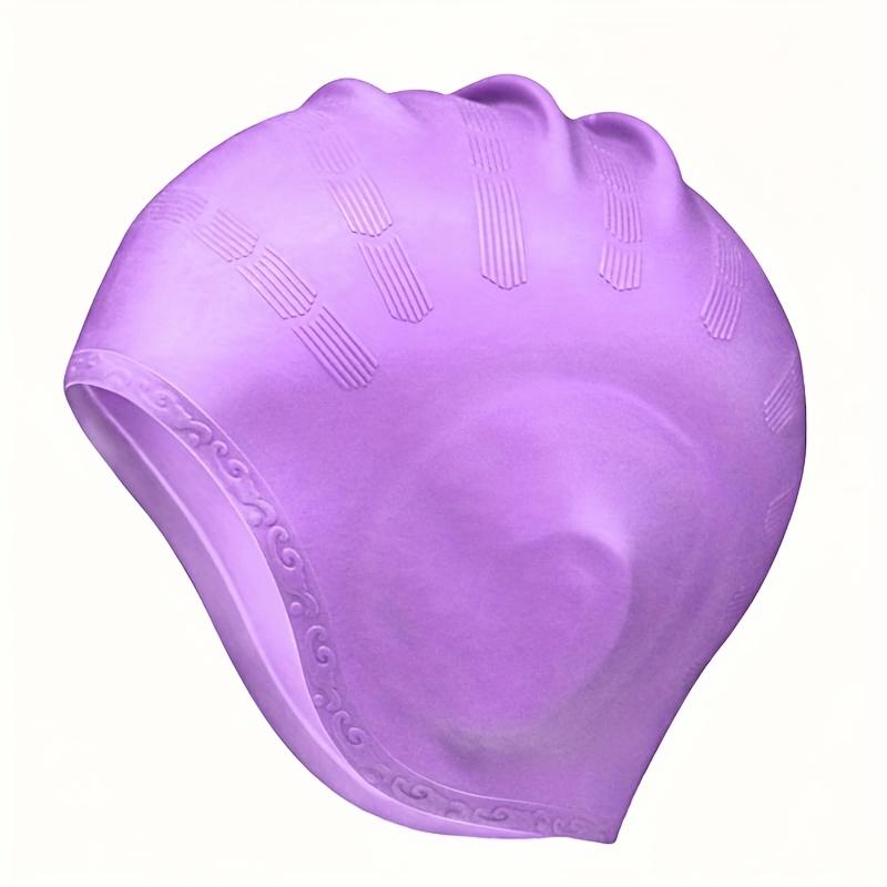 Ear Protection Swim Cap - Professional Silicone Swim Cap, Double Ear Coverage, Waterproof Design, Anti Slip, Swimming фиолетовый