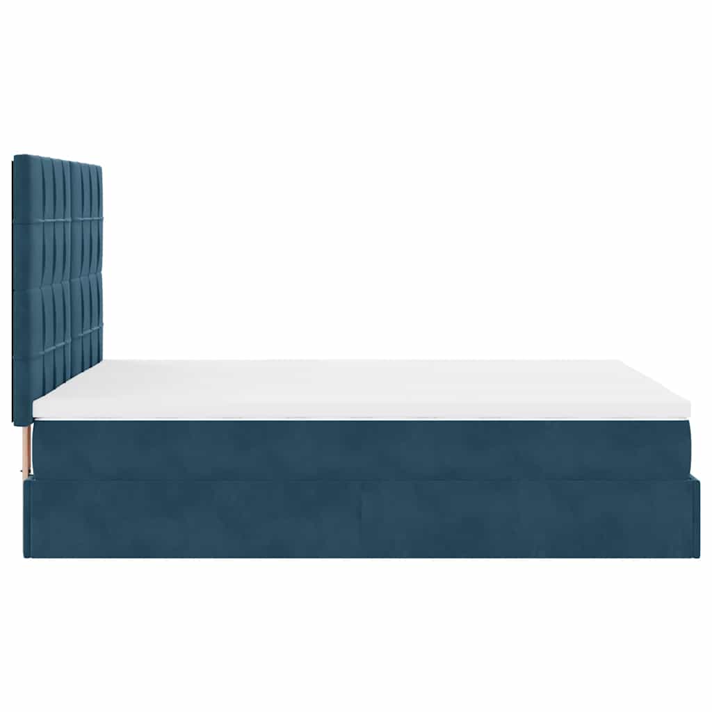 Ottoman Bed with Mattress Dark Blue 140x190 Cm Velvet