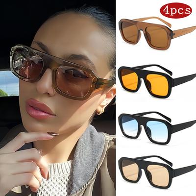 Car Sunglasses 1/4pcs Trendy Oversized Women Square Sun Glasses Retro Brand Candy Color Design Glasses Polygon Sunscreen Eyewear