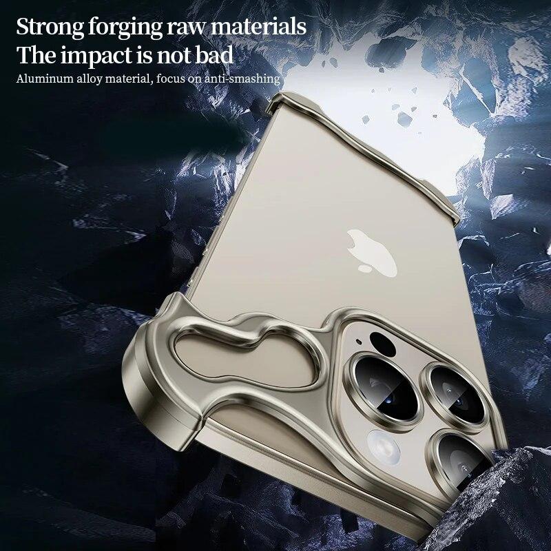 GXZJFC Custodia per telefono senza cornice in lega di alluminio e metallo magnetico per iPhone 14 13 15 Pro Max con supporto a 360°, custodia Silver Just, per iPhone 13 ProMax
