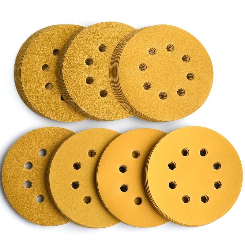 100PCS 5-Inch 8-Hole Hook and Loop Sanding Discs 120-Grit Random Orbit Sandpaper, 100-Pack