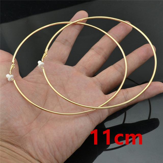 Серьги-клипсы без пирсинга, не проколотые, маленькие, большие, круглые, розовое золото, посеребренные кольца, классические трендовые серьги-кольца для женщин