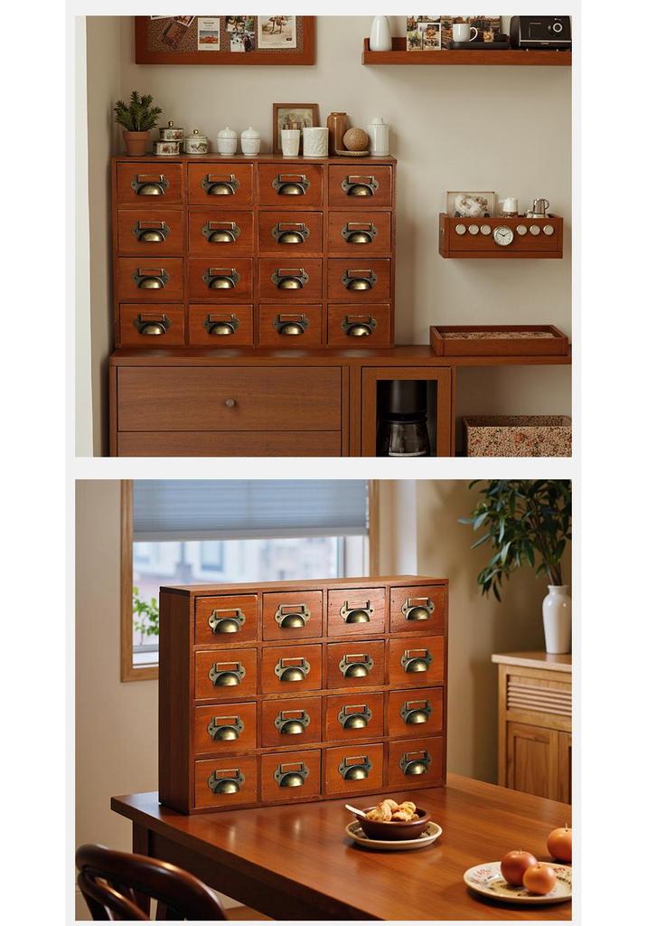 Retro Solid Wood Multi-Purpose Storage Cabinet for Living Room or Bedroom