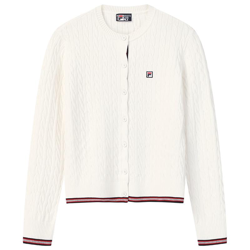 

FILA Women s Woven Tape Twisted Knitted Cardigan Sweater XL
