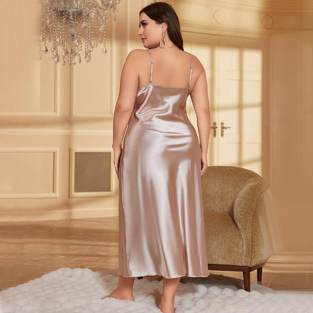 Plus Size Sommer Damen Neckholder Nachthemd Sexy Kleid Lockere Lässige Homewear Dünn Mode Bedruckte Home Schlafkleider