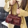 Retro PU Leather Double Pockets Underarm Bags For Women 2026 Winter Y2K New Korean Fashion Female Shoulder Bag Stylish Handbags