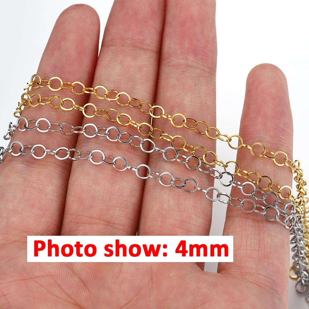 2Meters Gold Color Stainless Steel Polishing O-Ring Chain for Necklace DIY Jewelry Making Findings Materials Handmade Supplies