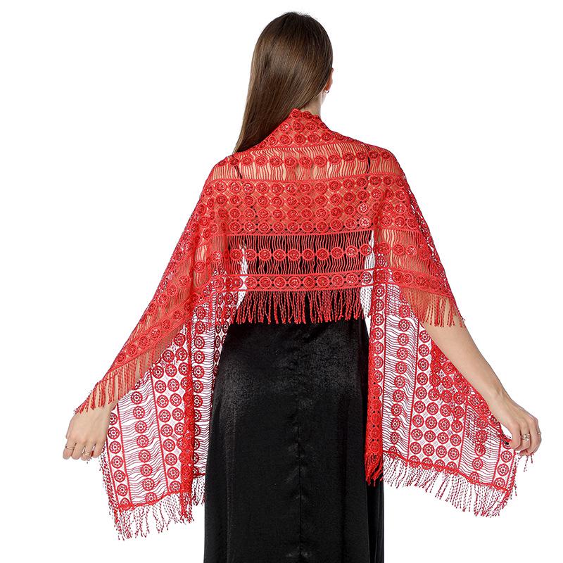 Luxury Sequin Embroidery Shawl with Fringe - Perfect for Brides, Bridesmaids, Weddings, and Evening Gowns