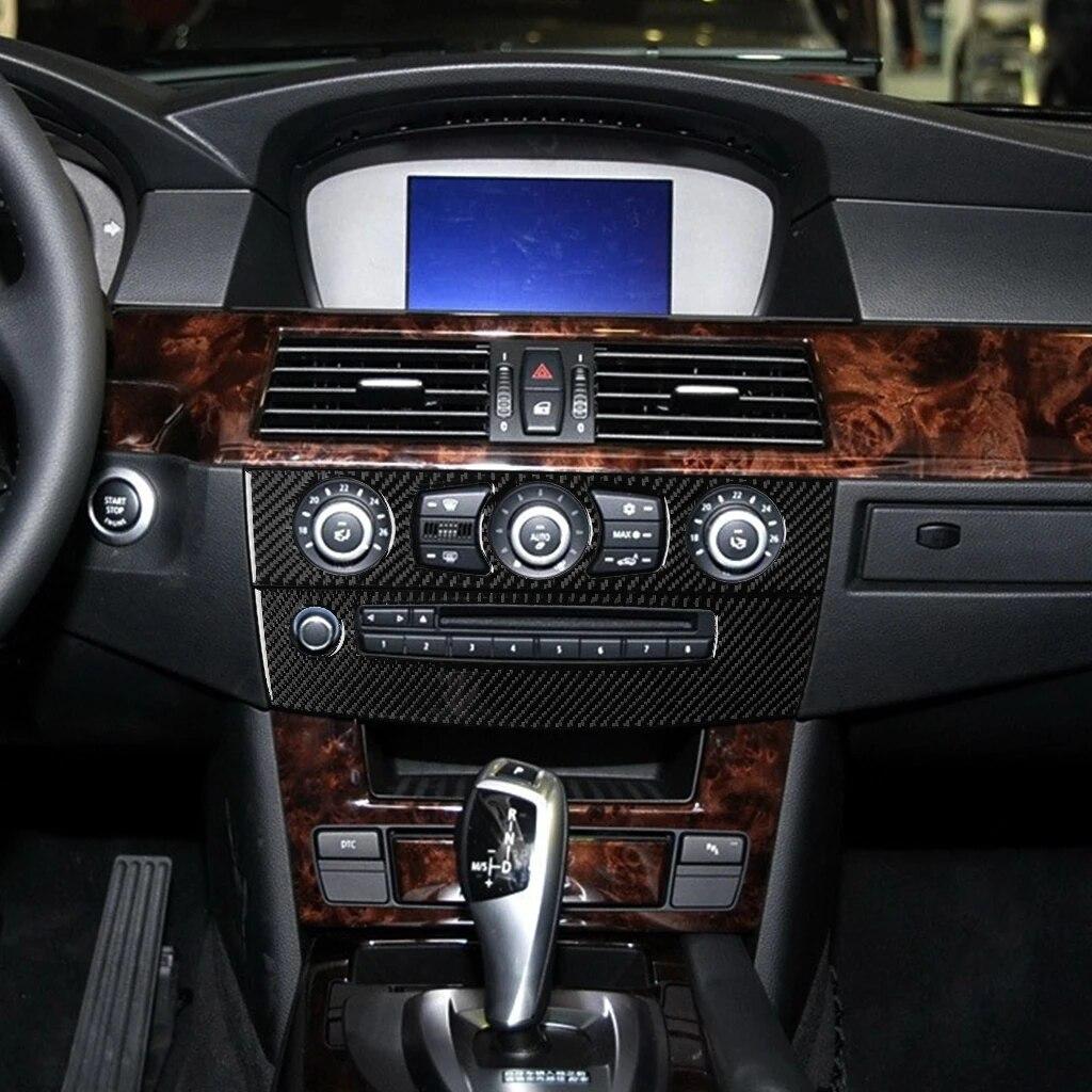 Capac ornamental pentru panou CD pentru mașină, capac pentru consola centrală, autocolant din fibră de carbon, pentru BMW Seria 5 E60 2008-10, accesoriu interior pentru voiture