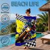 Personalisierbares Strandtuch mit Cartoon-Bagger, Mikrofaser-Strandtuch, Leicht und Schnelltrocknend, für Sommerreisen, Schwimmbad-Geschenk