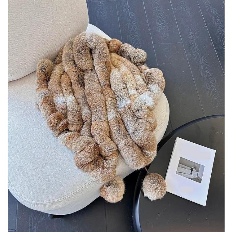 

Женский зимний шарф из натурального кроличьего меха, натуральный, теплый, мягкий, шаль из кроличьего меха, женская модная уличная вязаная шапка, шарфы из натурального кроличьего меха Length about 110cm