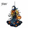 Acrylic Witch Hanging Art Suncatcher, Stained Glass Effect Window Car Ornament, Gothic Scary Decorative Sun Catcher with Pumpkin Lantern for