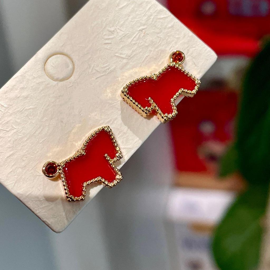 Year of the Horse Red Necklace and Earring Set: High-End, Light Luxury Style