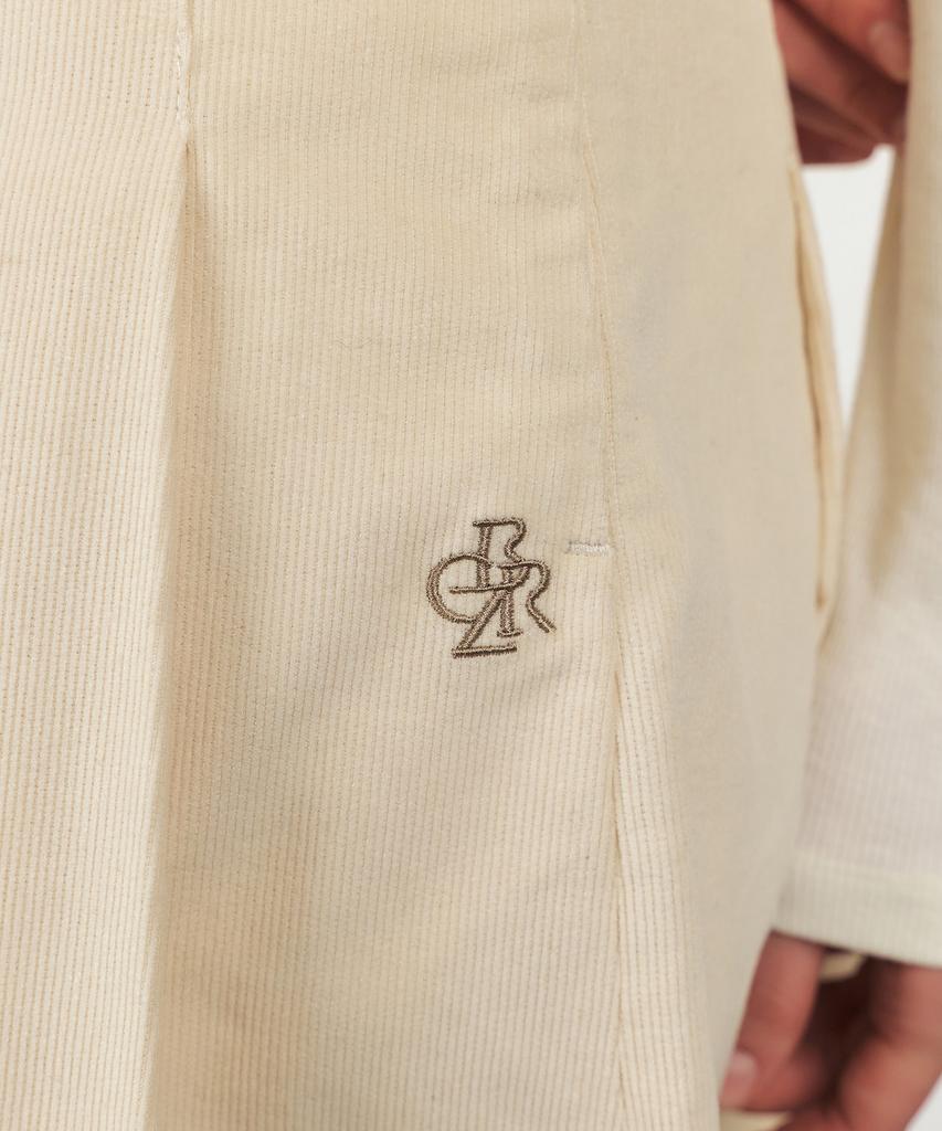 CITYBREEZE Corduroy Pleated Mini Skirt_Cream