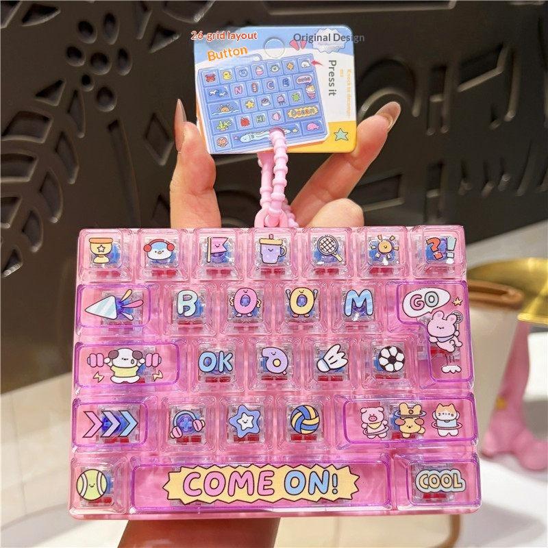 26-Tasten Fidget-Button Schlüsselanhänger BPA-freies sensorisches Dekompressionsspielzeug Wasserdichter Taschenanhänger für Outdoor-Ausflüge