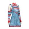 Beliebter Geisterbaby kehrt zurück Chucky Geisterbaby Chucky Cosplay Anzug Dünne Träger Halloween Damen Zweiteiliges Set
