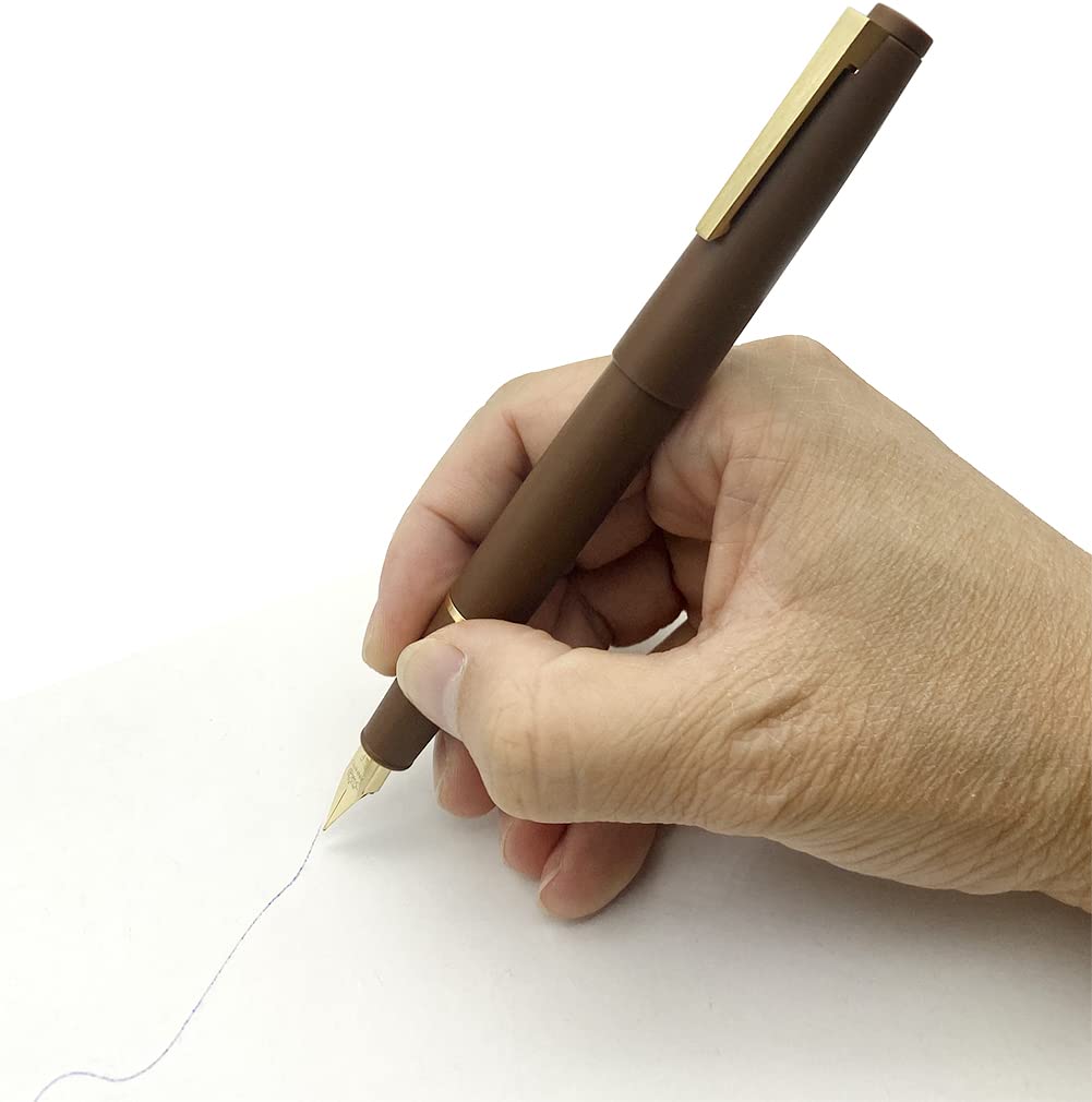 Gullor Color Fountain Pen X80 Simple Design with Converter and Gift Box Gold Clip Extra Fine Nib Brown (0.3mm)