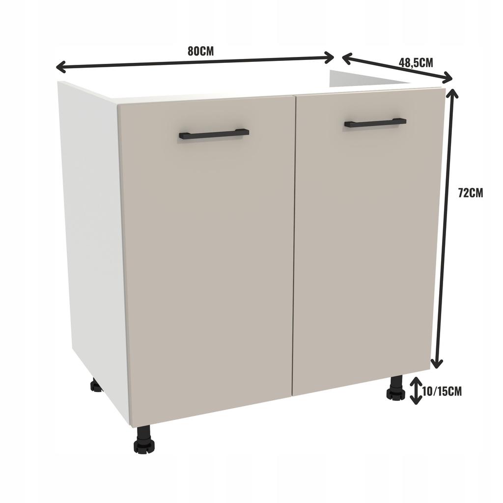 Lower Kitchen Cabinet Under the Sink 80 Capri Body White Front Cashmere Matte