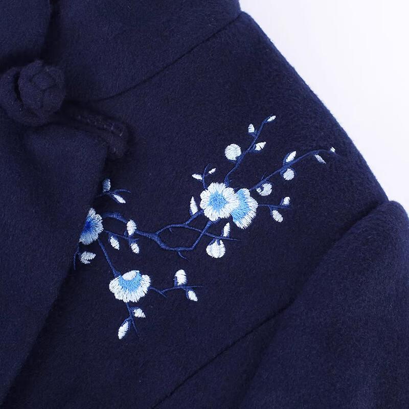 Women's Chinese Style Embroidered Professional Wool Coat
