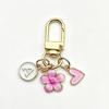 A-Z Letter Charm Enamel Keychain Pink Cherry Blossom Heart Design Key Ring for Graduation Souvenir Gift
