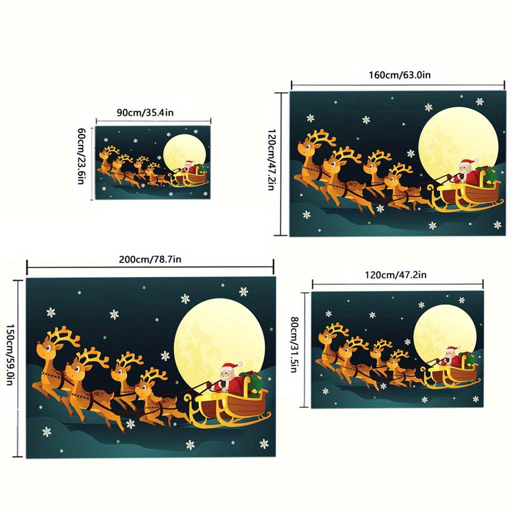 Festive Christmas Pattern Carpet: Floor Mat Crystal Velvet, Non-slip, Hand Washable, Suitable for Living Room or Bedroom Decor