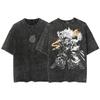 Harajuku Streetwear Washed TShirt Japanese Anime Naruto Tshirt Double Sided Cotton Tees Tops Men Short Sleeve Vintage Tshirt