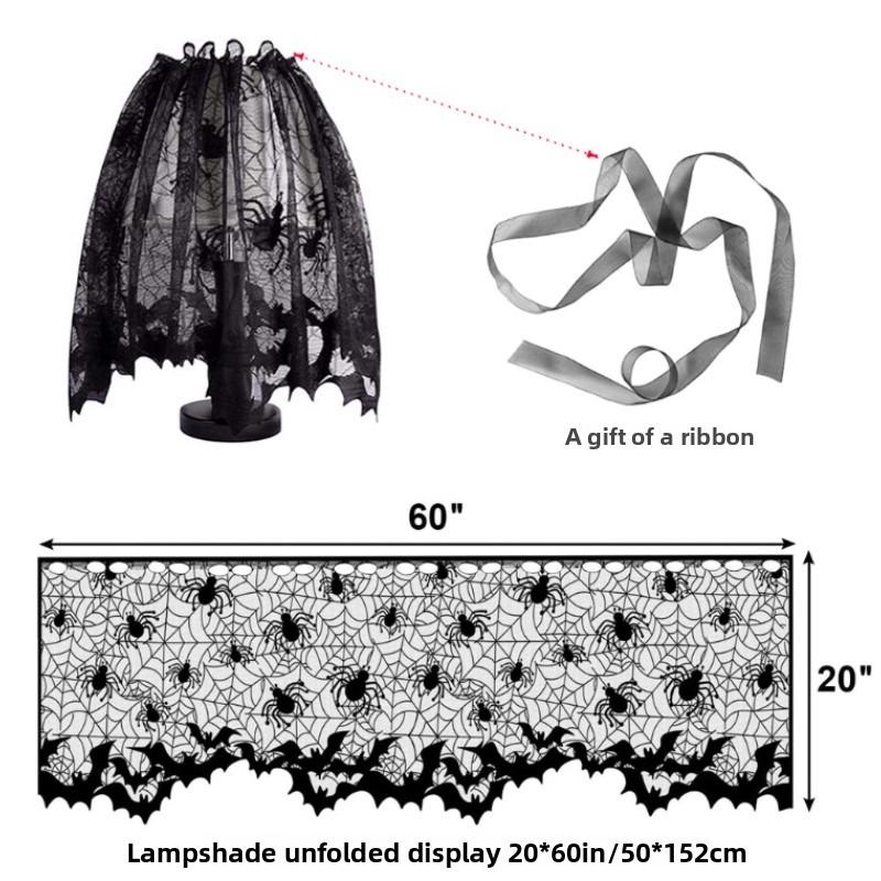 Spooky Black Lace Halloween Tablecloth Decorative Table Runner for Mantel Dining Table Ghost Party Home Indoor Decoration Prop