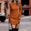 LYRIA Women Loose Sweater Dress Semi Turtleneck Long Sleeve Stretch Knitted Pullover Wrap Mini Dresses