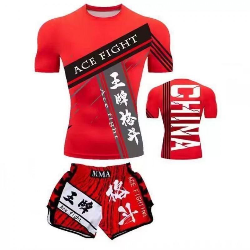 Martial Arts Training Suit Sanda Muay Thai Boxing UFC Style Short Sleeve Shorts Unisex Gym Wear