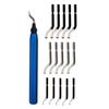 16Pcs Rotary Deburr Blades Set Aluminum Alloy Handle with 43mm 47mm Blades for Wood Plastic Copper Steel