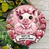 Wooden Classic Pig Decorative Sign "Don't Go Bacon My Heart", Wall Hanging Plaque, for Door, Wall, Home, Room, Farmhouse, Street, Shop, Garage, Bar