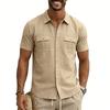 Cotton Linen Shirt Men Pocket Casual Beach Short Sleeve Solid Color Male Tops T-shirts Vintage Streetwear Comfort Casual Shirts