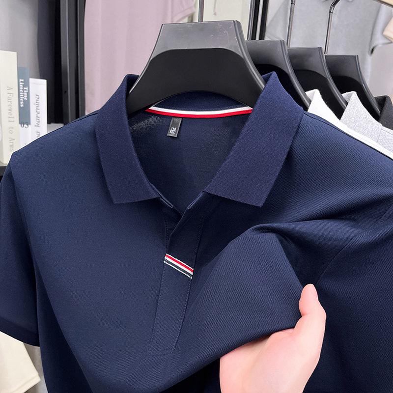 Out-Of App Men'S Light Luxury Short-Sleeved Polo Shirt Men'S Premium Button-Down Lapel Half-Sleeved T-Shirt