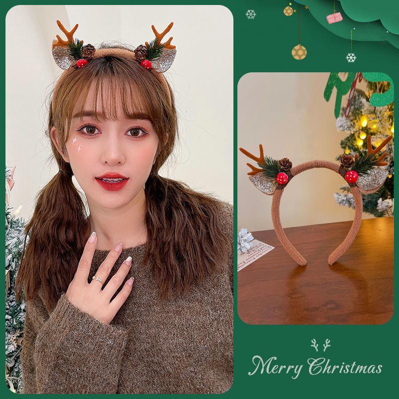 Plush Deer Ears Headbands Cartoon Antlers Cute Animal Horn Children Hairbands for Christmas Headpiece Party Supplies Photo Props