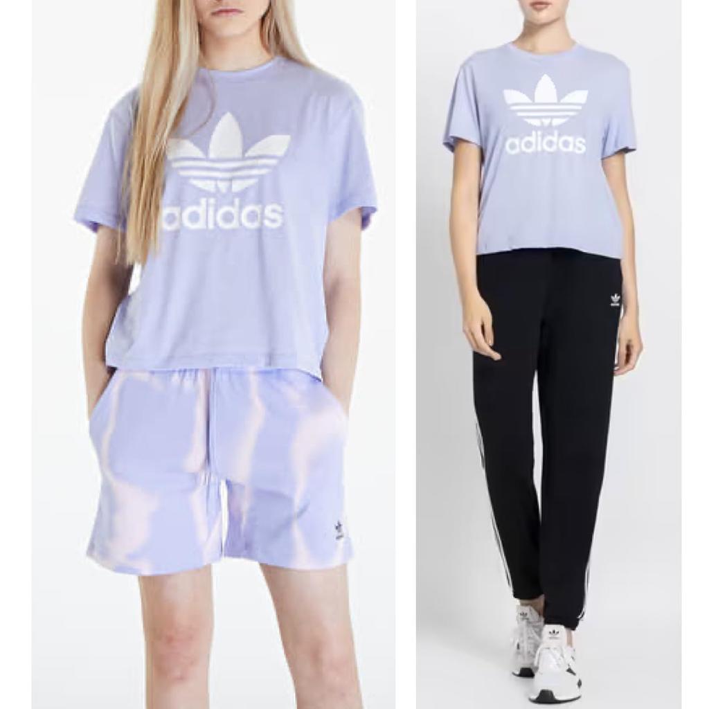 Adidas Originals Adicolor Trefoil Boxy Size M IN8439 Violet T-Shirt, Women's, (Bust 79-82cm),