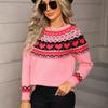 Ladies' Fashionable Heart-shaped Sweater, Loose And Versatile Valentine's Day Knitted Pullover Sweater
