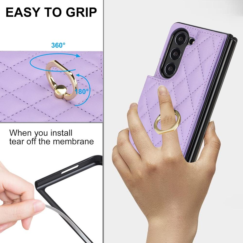 Luxus Leder Ring Wallet Kartenhalter Handyhülle für Samsung Galaxy Z Fold 7 6 5 4 mit Ständer Schutzhülle