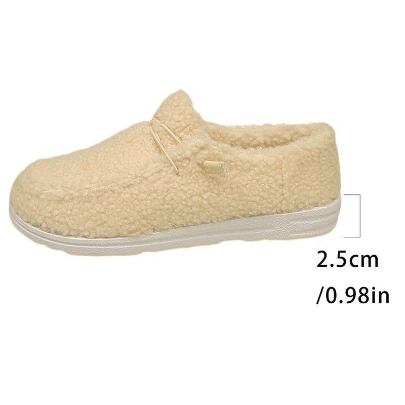 Plus - Size Women's 2025 New - Style Korean - Style Fleece - Lined Fuzzy Sheepskin - Lined Driving Moccasins for Winter - Outdoor Wear, Flat - Soled