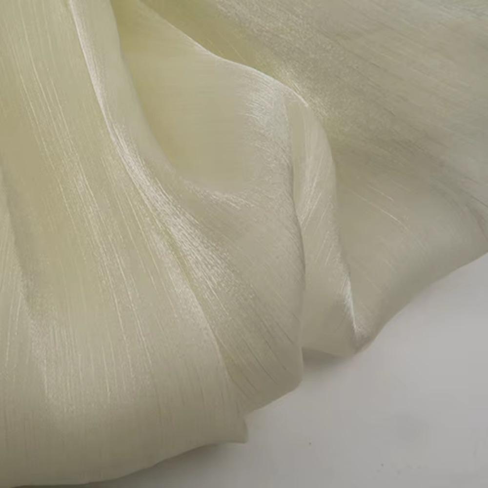 Romantic Style Water Ripple Organza Fabric 1m Bright Crepe Gauze Tulle DIY Wrinkled Fabric Wedding Decorative