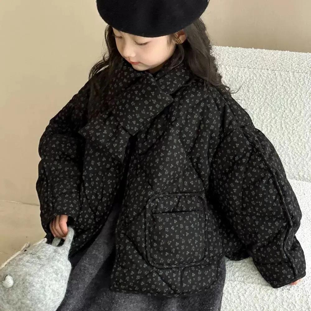 Jenter Høst/vinter Parkas Blomstertrykk Casual Varm Overbekledning