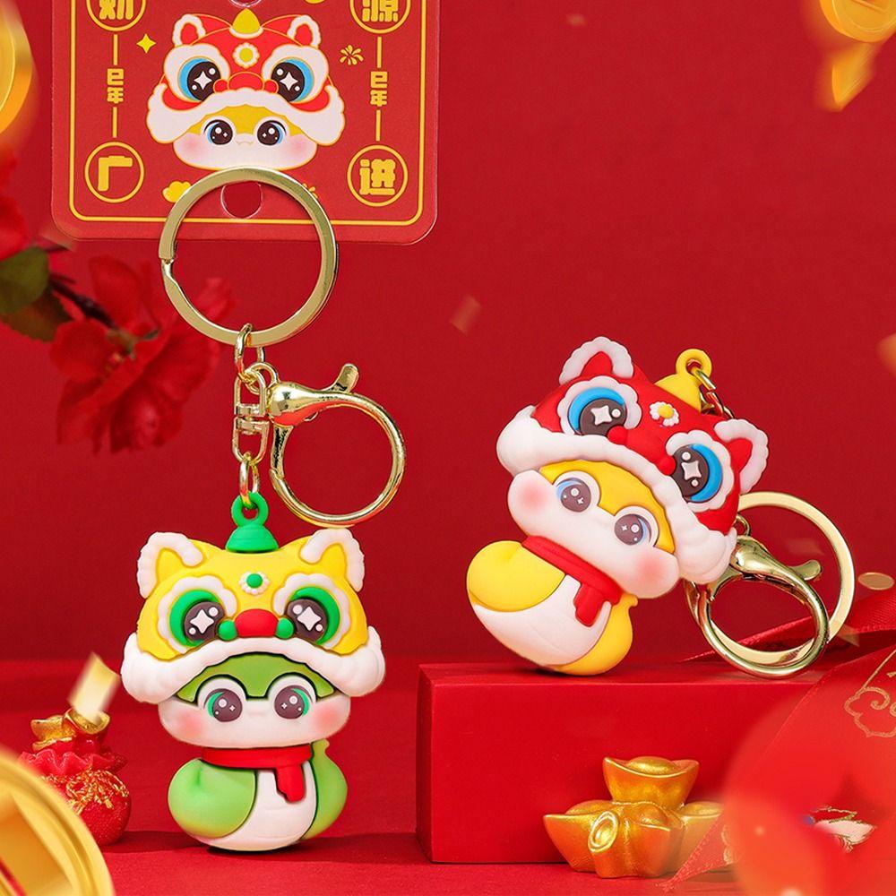 Cute Lucky Snake Key Ring Blessing Chinese New Year Pendant Creative Snake Year Keychain  Kids