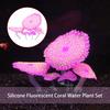 Set aus 4 fluoreszierenden Korallenmoos-Aquariendekorationen in leuchtenden Farben mit lebensechten Details, sicheren und farbintensiven Landschaften
