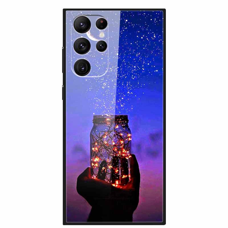 Gehärtetes Glas Cover Für Samsung S23 Ultra 5G Hülle S 23 Luxus Hartes Funda für Samsung Galaxy S23 Plus Ultra 5G Bemaltes Coque S23