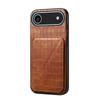 For iPhone 17 Air Case with Card Holder Leather+PC+TPU Crocodile Textured Back Cover