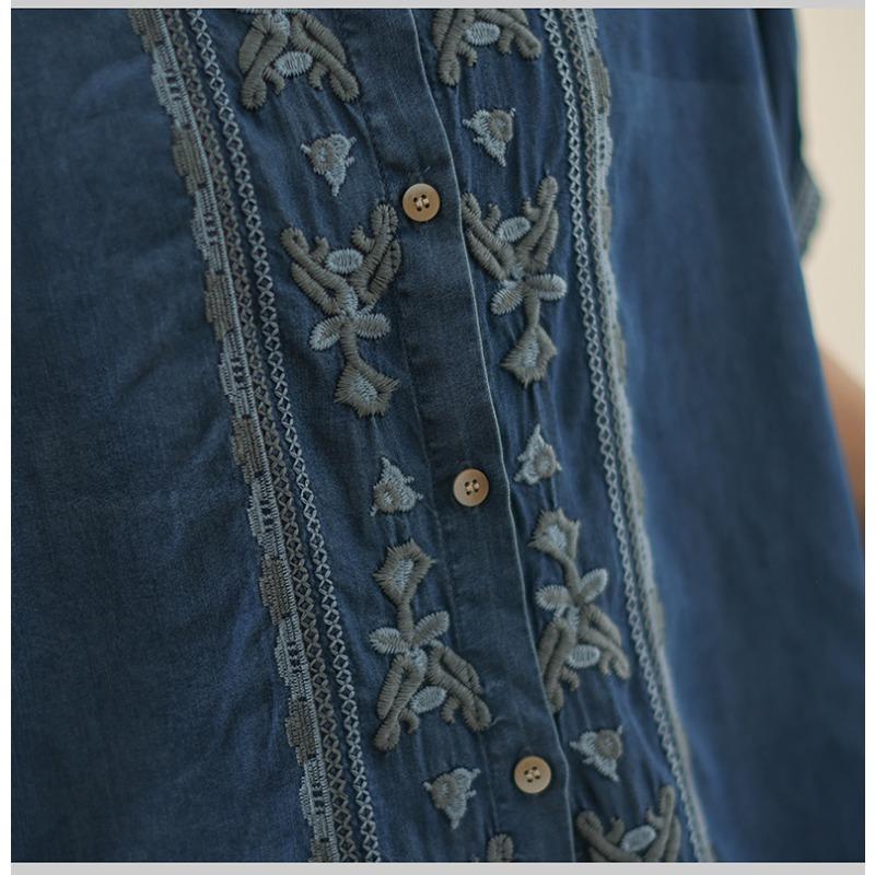 Dimanaf 2025 Summer Plus Size Women T-Shirts Denim Short Sleeve Vintage Tops Tees Loose Casual Shirt